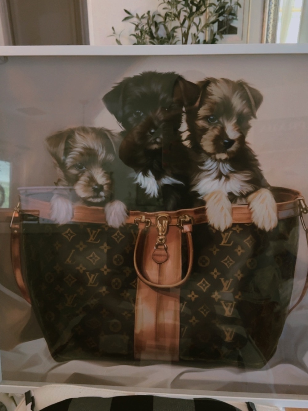 Louis Vuitton Monogram Tote with Three Puppies - Brown & Tan